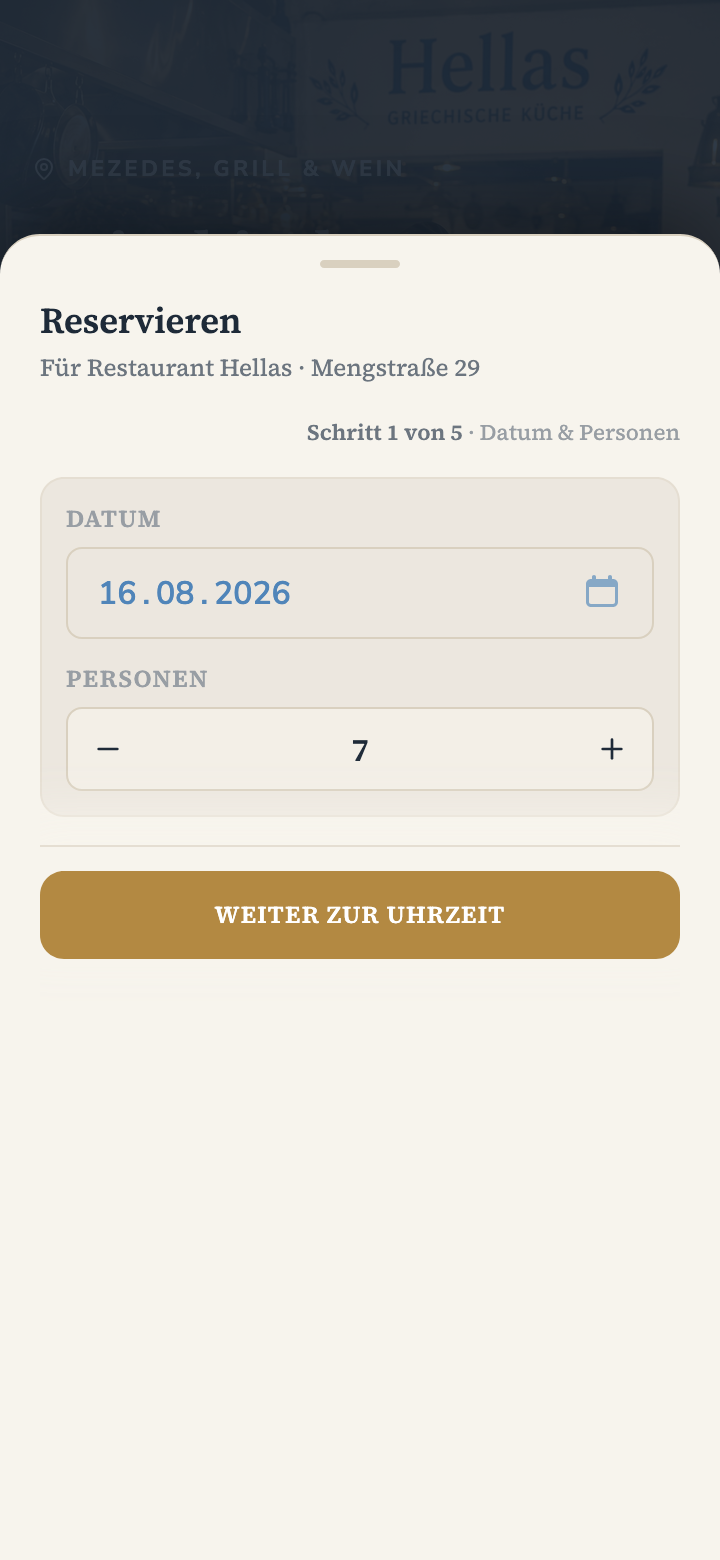Reservierung Schritt 1