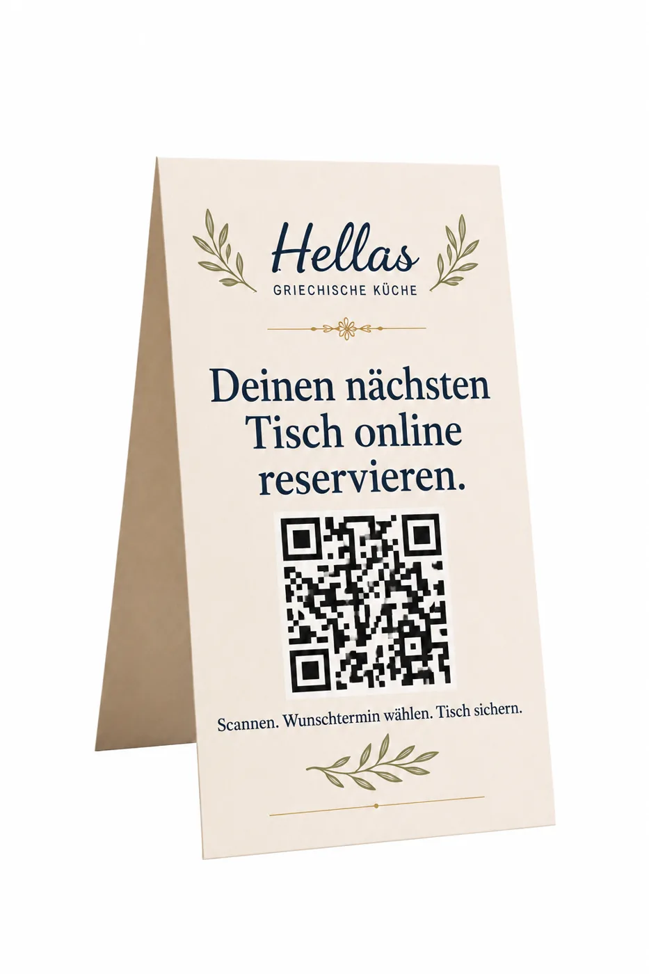Tischaufsteller mit QR-Code für Online-Reservierung