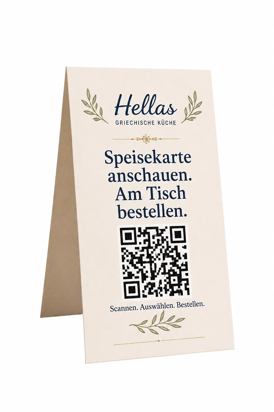 Tischaufsteller mit QR-Code für Bestellung am Tisch
